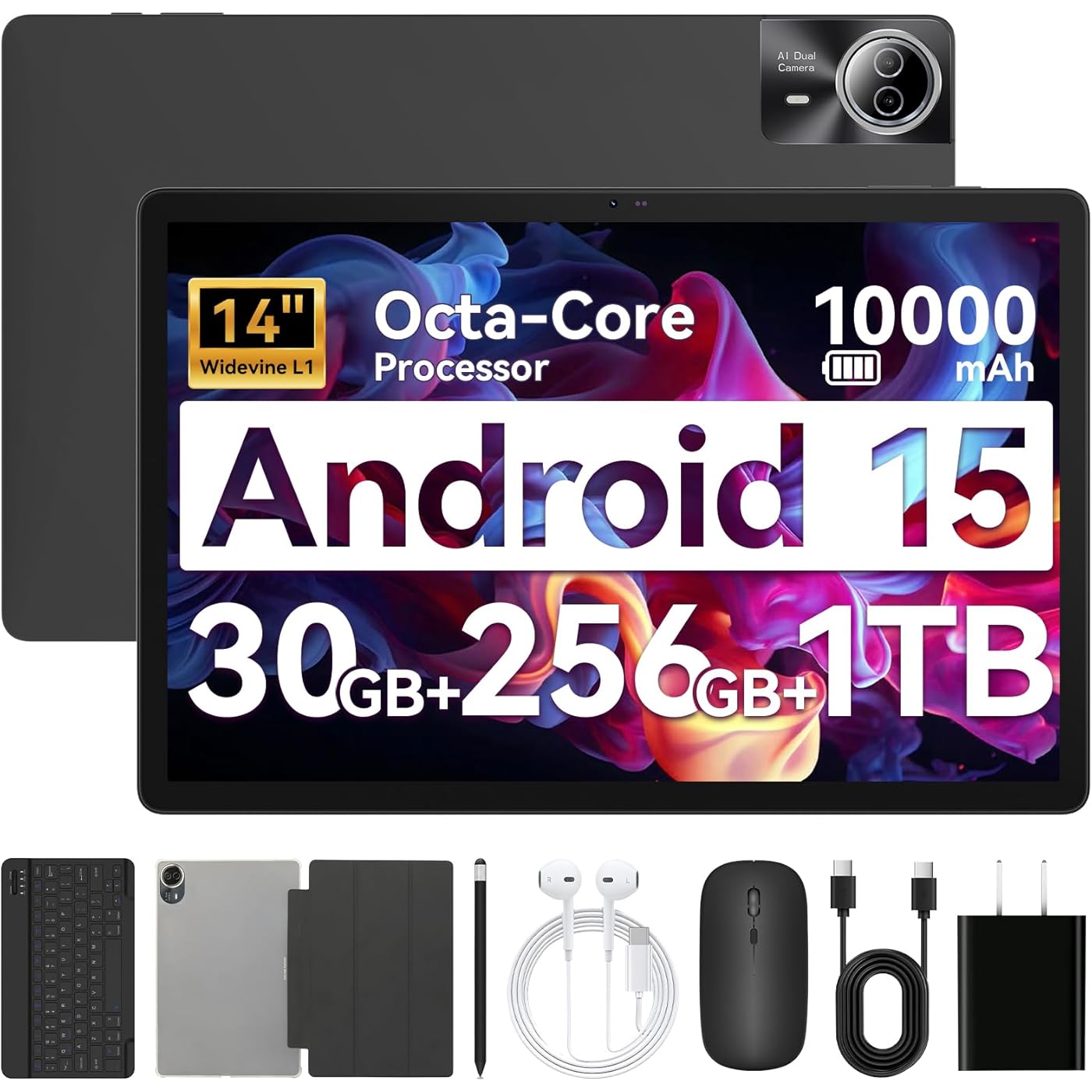 $42/mo - Finance Tablet｜14 inch Android 15 Tablet｜30GB RAM 256GB